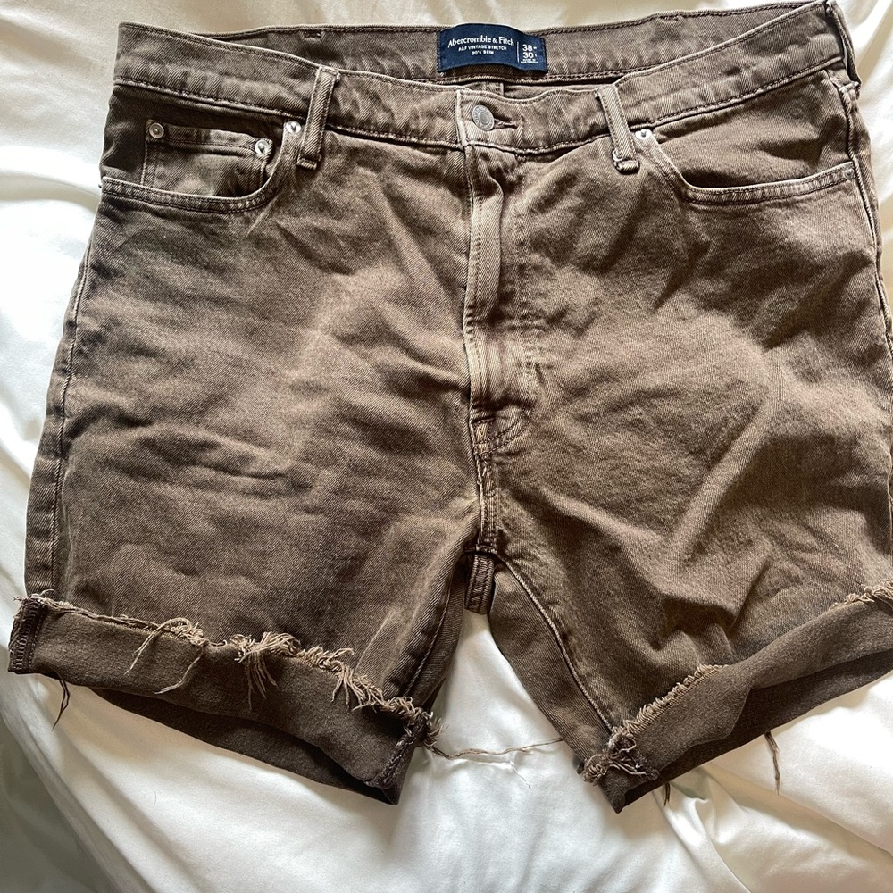 Abercrombie & Fitch Brown Jean Shorts Distressed Cut-Off Style